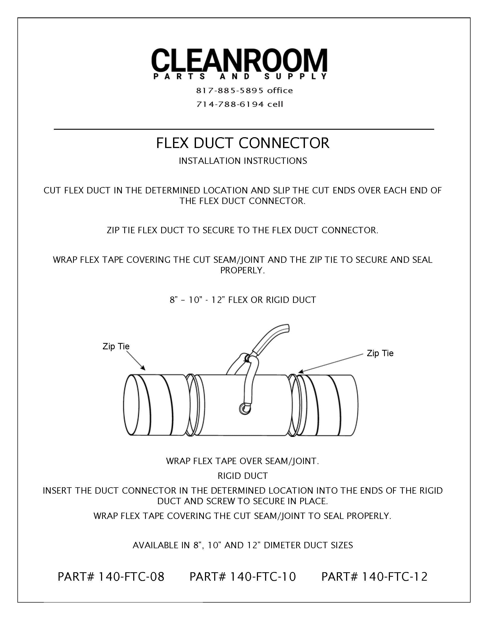 10" Flex Duct Transfer Tube Coupler